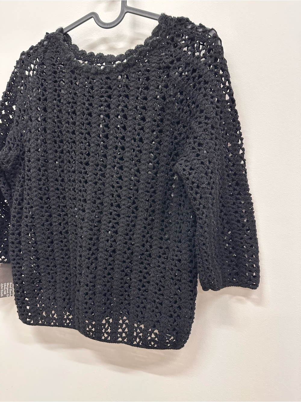 Vintage Black Crochet Open-Knit Sweater - Women